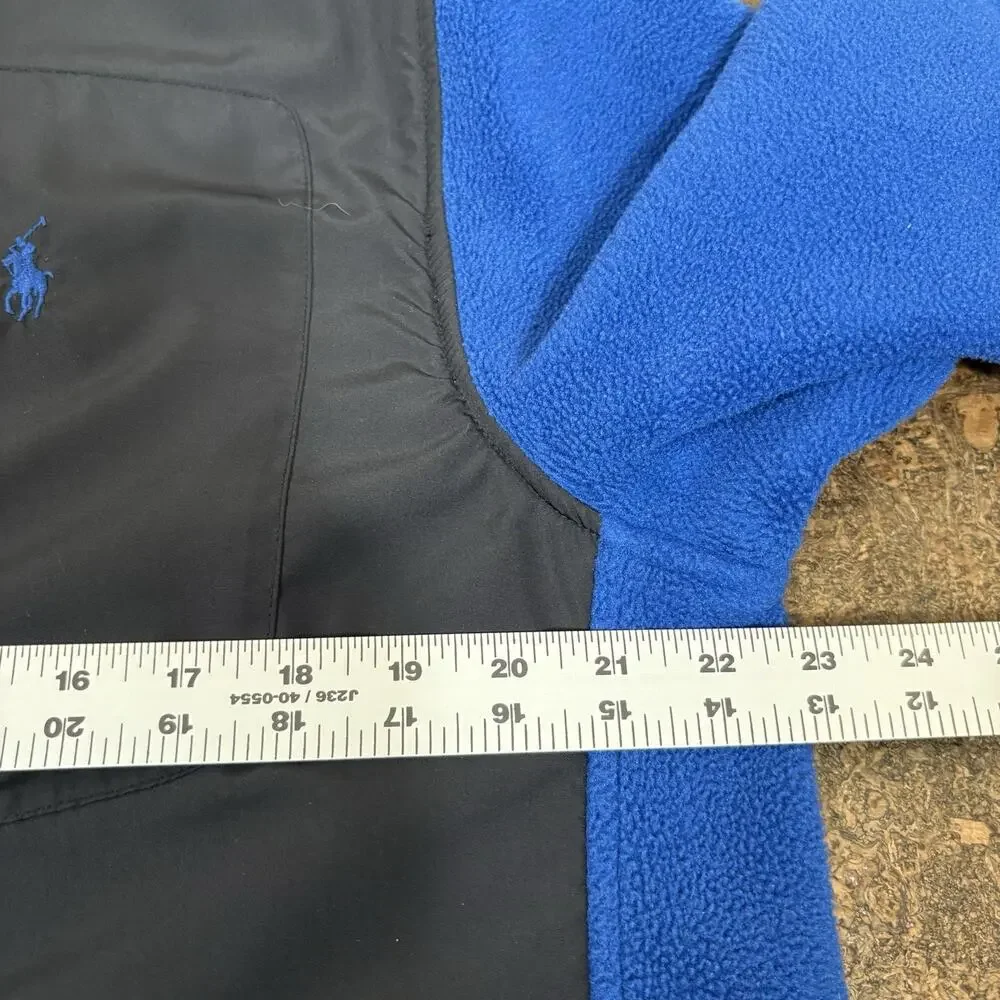 Polo Ralph Lauren Polartec Fleece Jacket Black Blue Full Zip Men's L Athleisure